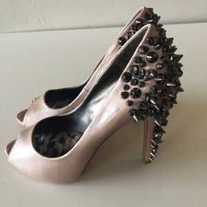 Sam Edelman nude spiked and jeweled heels